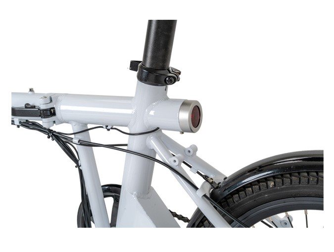20 inch white folding ebike with light