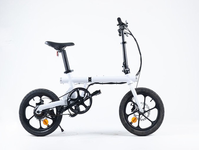 16 inch white electric bicycle with light