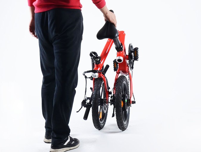 16 inch red electric bike with light