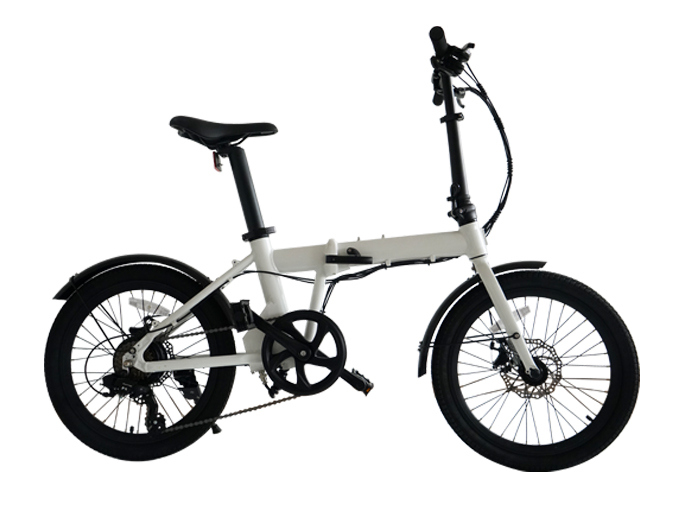 20 inch white folding electric bicycle