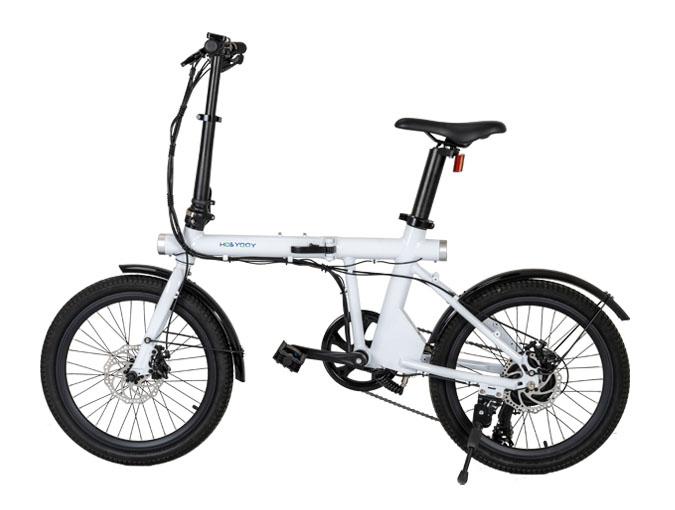 20 inch white folding ebike with light