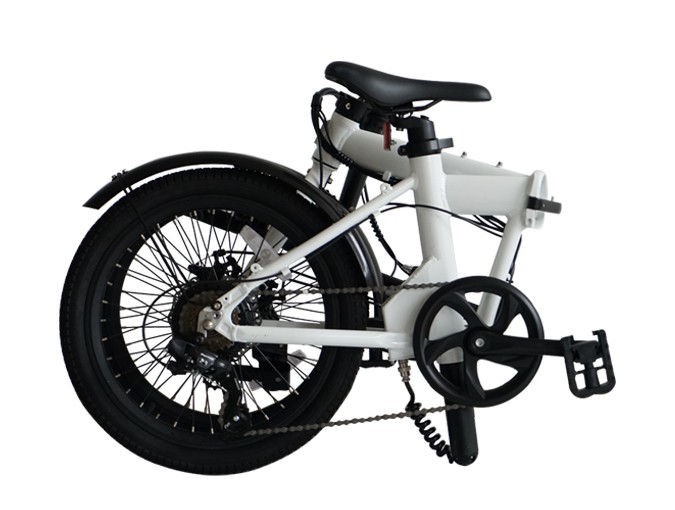 20 inch white folding electric bicycle